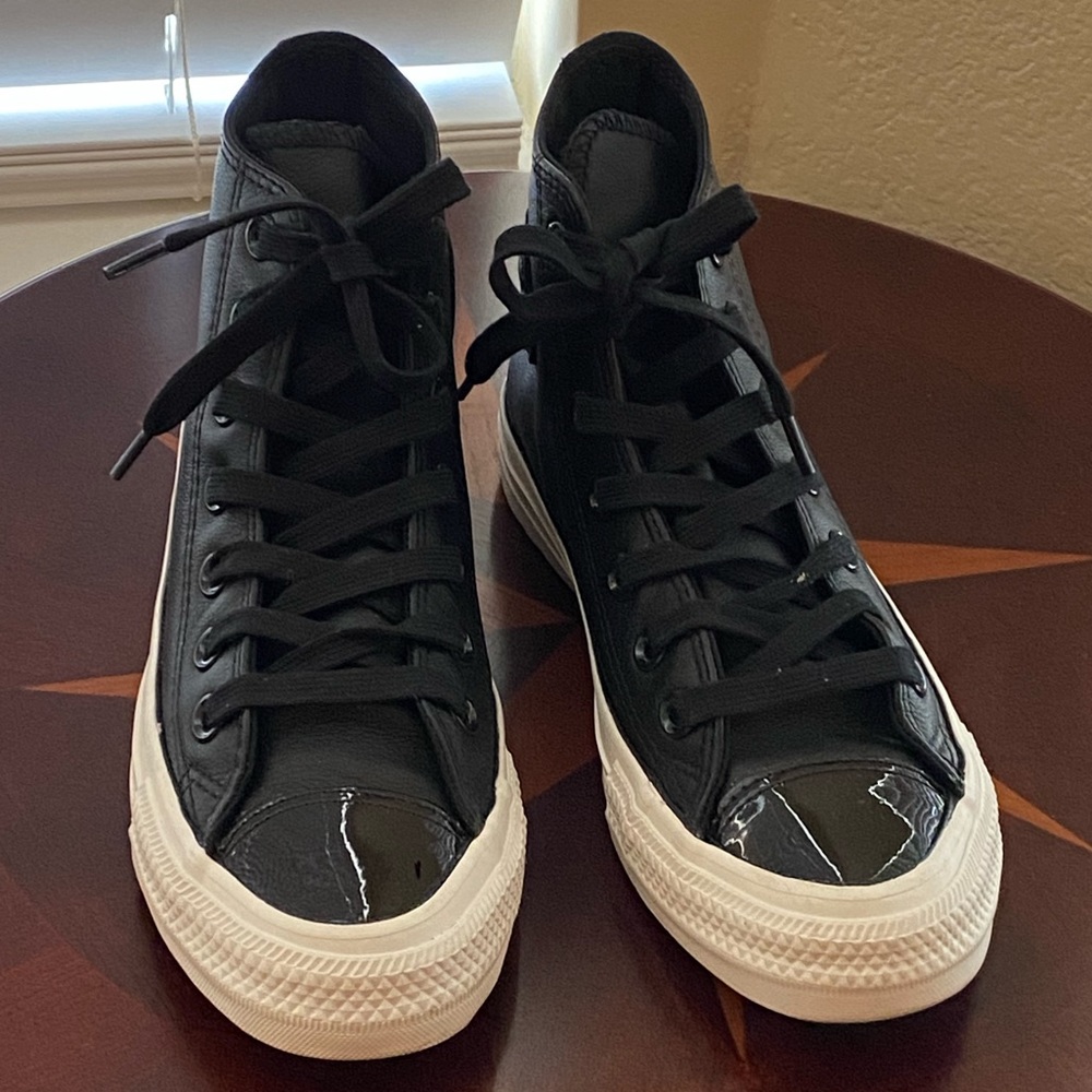Leather Converse high tops